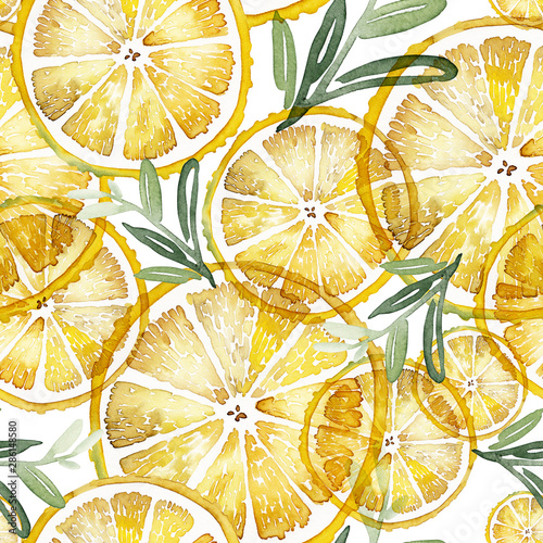 Dekoracja na wymiar  seamless-watercolor-pattern-with-lemons-on-a-white-background