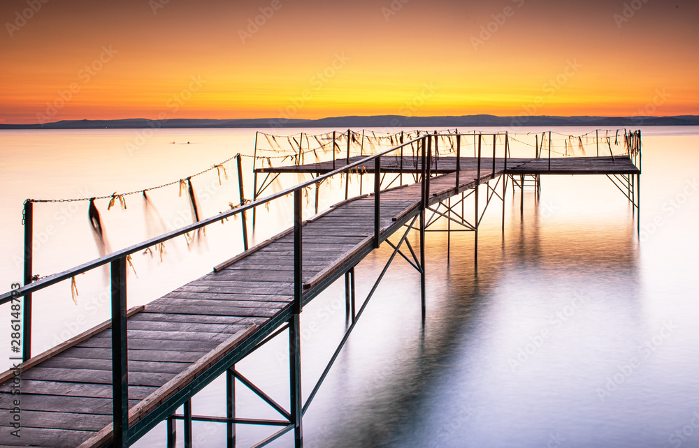 Fototapeta premium Sunset over lake Balaton, Hungary