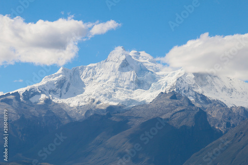 Snowy mountain of the Cordillera Blanca in Peru  Andean altiplano of Latin America
