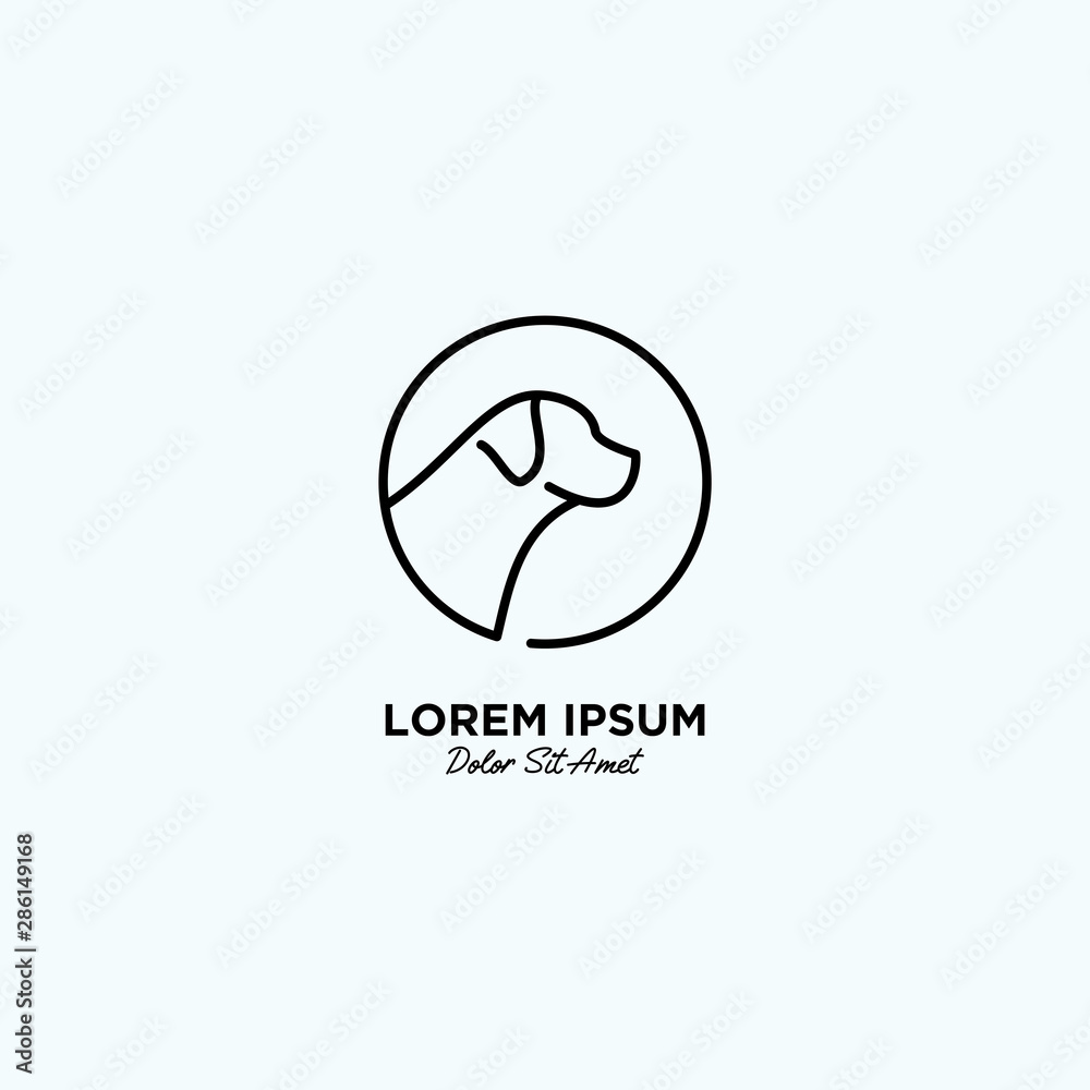 dog pet care outline line art monoline logo vector icon dog pet care outline line art monoline logo vector icon