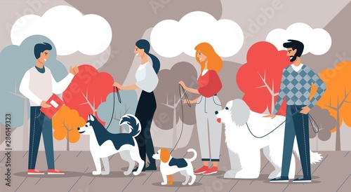 Instructor and Dog Breeder Team with Dogs. Hobby.