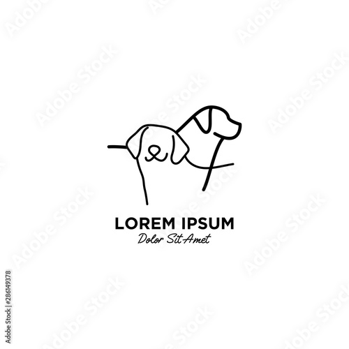 dog pet care outline line art monoline logo vector icon