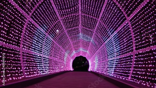 Photography Multicolored Light Illuminated Tunnel footpath at night