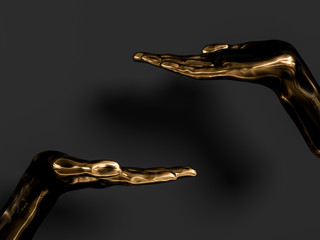 Fotobehang Zwart goud Zwart gouden hand sculptuur abstract  © vpanteon