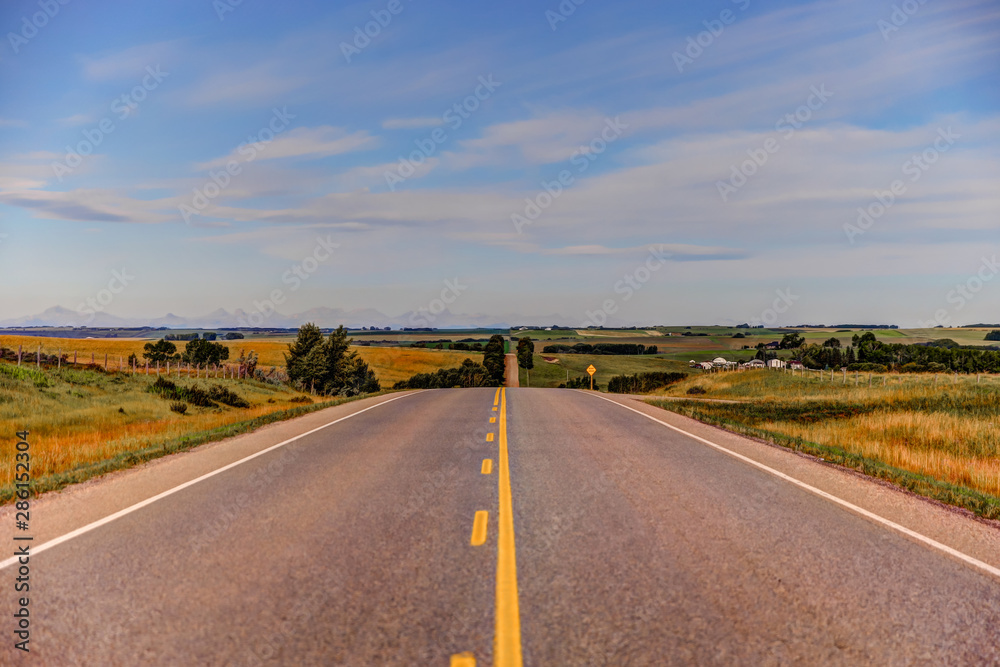 Rural highways in the Alberta countryside