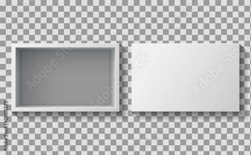 Open box top view realistic vector packaging items