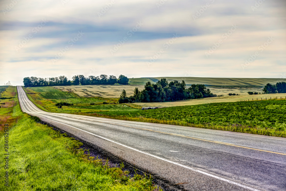 Rural highways in the Alberta countryside