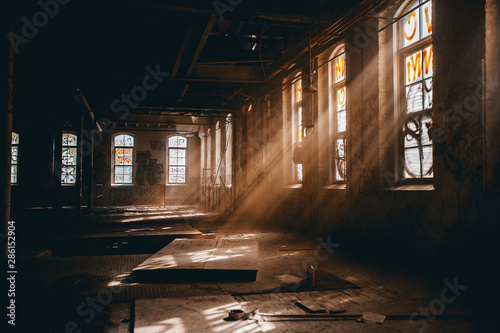 Sunlight passing through windows in room photo