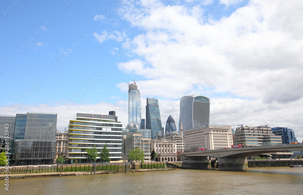 London downtown cityscape and river Thames London UK London downtown cityscape and river Thames London UK