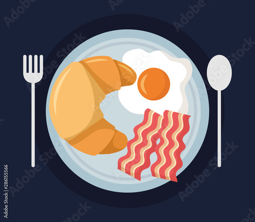 breakfast cooking icons flat design