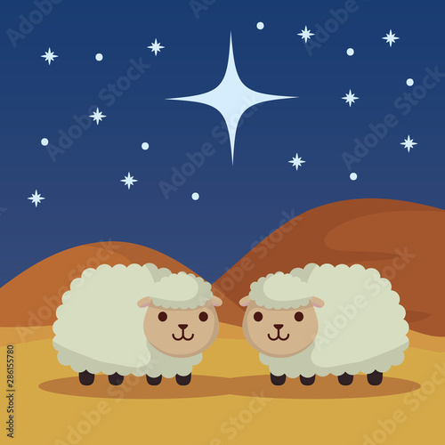 celebration merry christmas manger flat design