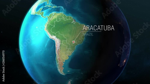 Brazil - Aracatuba - Zooming from space to earth photo