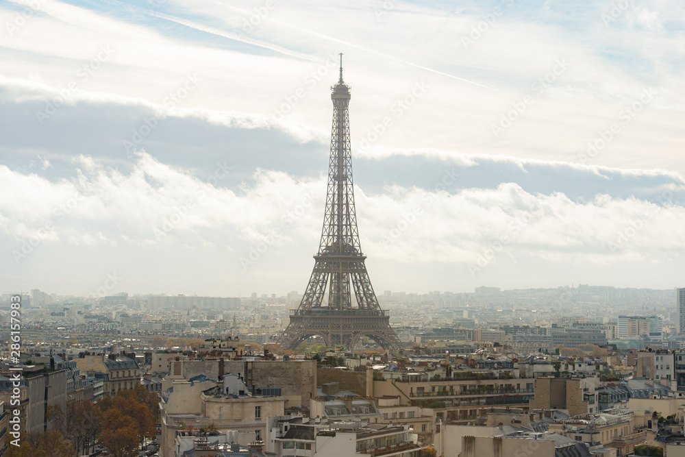 Aerial view of Eiffel Tower, Paris, France