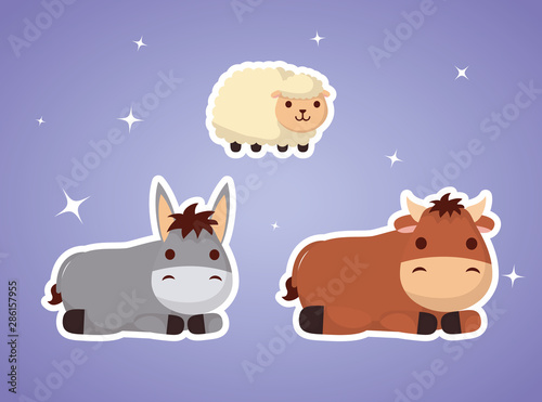 celebration merry christmas manger flat design