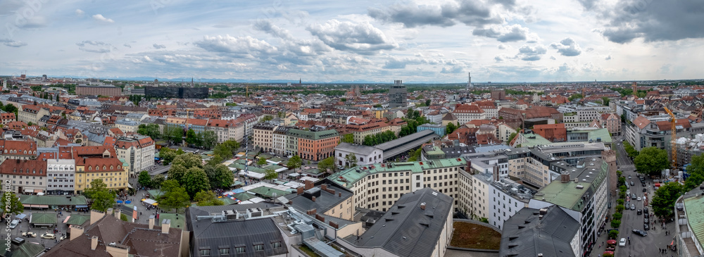 Views of Munich center from Saint Peter's church, Germany