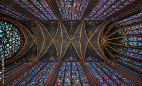 Stained glass window in Sainte Chapelle, Paris, France