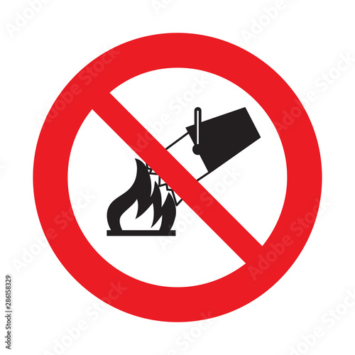Set prohibited signs - fire on white background