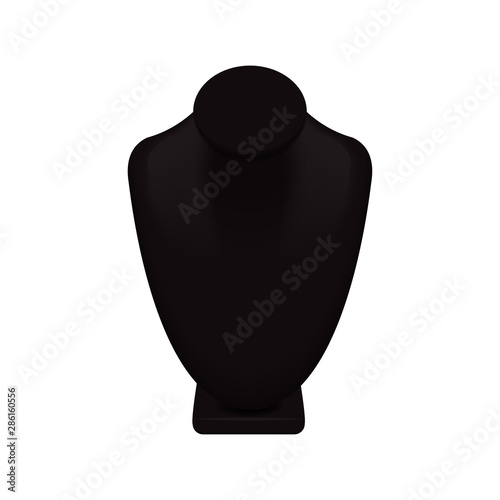 Vector necklace display for jewelry. Black mannequin stand for jewelry