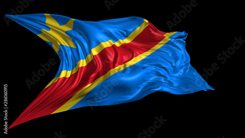 3d Illustration of democratic republic of congo flag on Black Background 