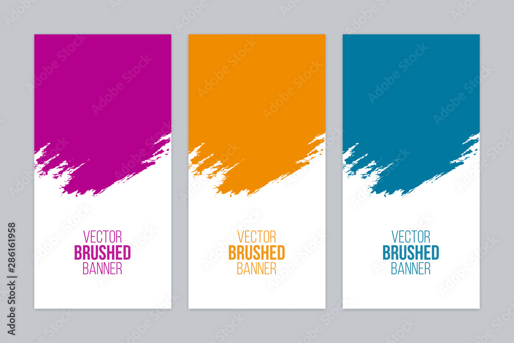 Naklejka premium Colorful brushed banner set