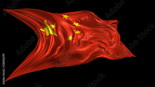 3d Illustration of china flag on Black Background 
