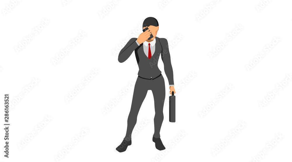 man talking using a cellphone. the gesture of the office worker calling. man talking using a cellphone. the gesture of the office worker calling.