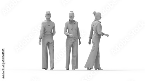 3d rendering of a woman walking isolated in white background