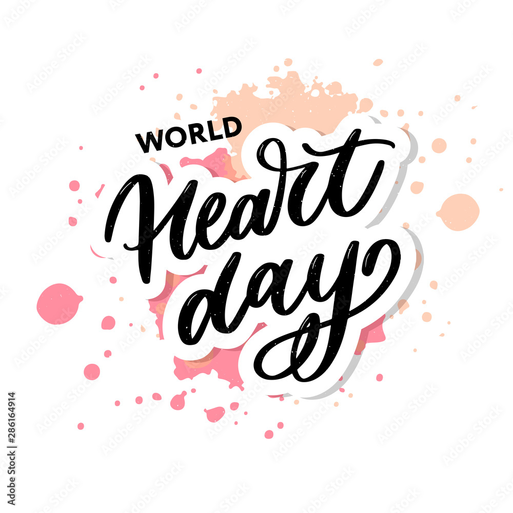 Vector illustration for World Heart Day lettering calligraphy