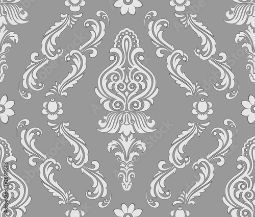 Vector damask seamless pattern element. Classical luxury old fashioned damask ornament  royal victorian seamless texture for wallpapers  textile  wrapping. Exquisite floral baroque template.