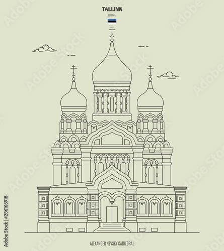 Alexander Nevsky Cathedral in Tallinn, Estonia. Landmark icon
