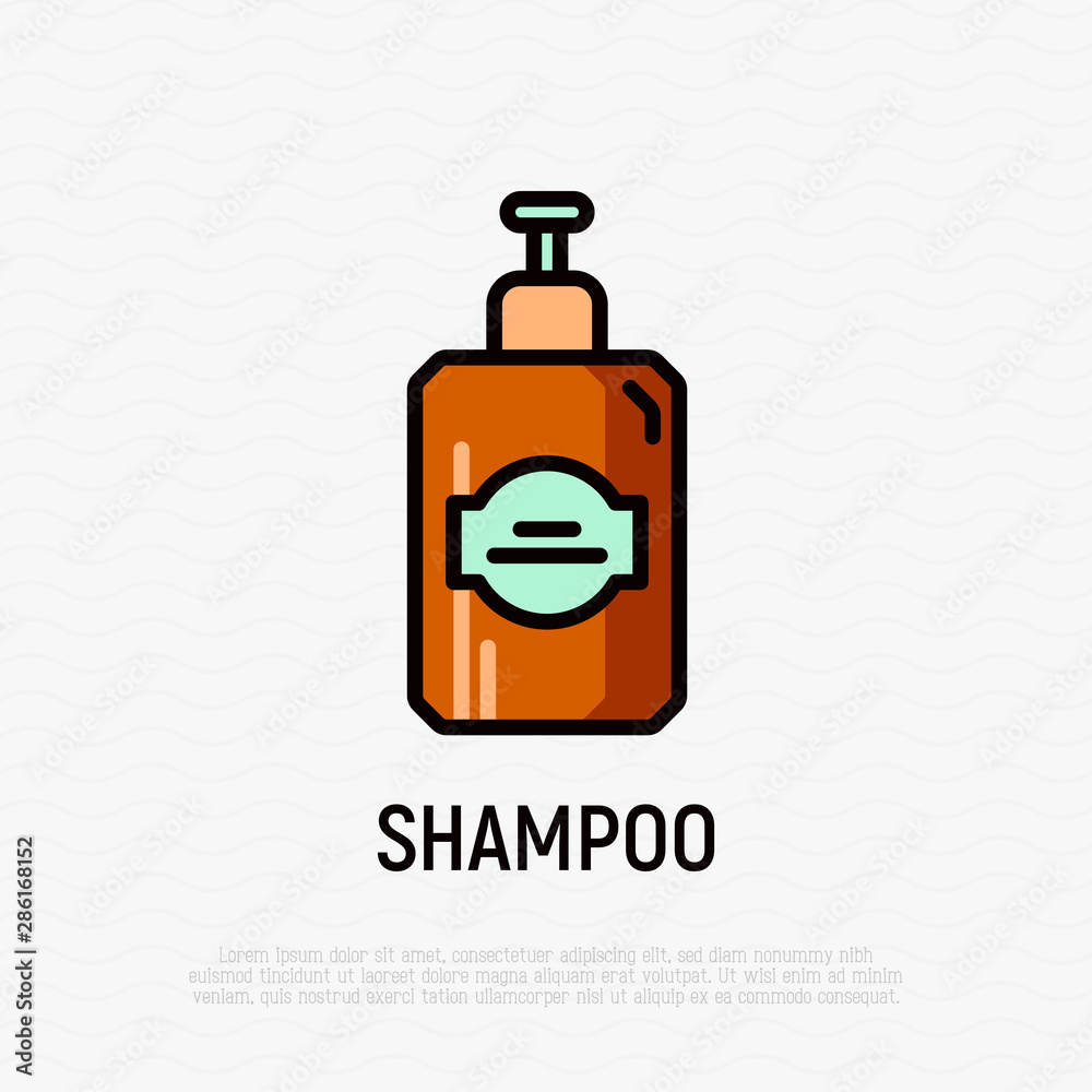 Shampoo in glass bottle with dispenser thin line icon. Organic cosmetics. Modern vector illustration for beauty shop. Shampoo in glass bottle with dispenser thin line icon. Organic cosmetics. Modern vector illustration for beauty shop.