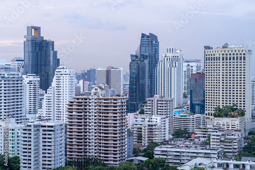 Bangkok cityscape  many modern building of midtown on twilight