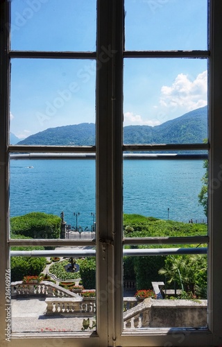 View of Lake Como from the window of an old villa.