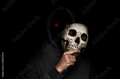 Mysterious man with skull mask