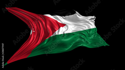 3d Illustration of Jordan flag on Black Background 