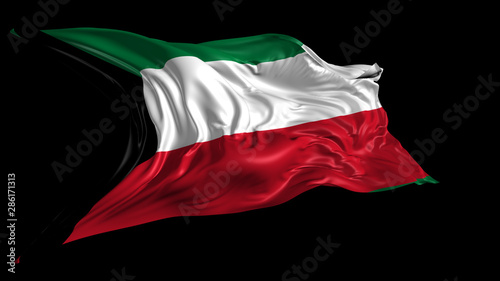 3d Illustration of Kuwait flag on Black Background 