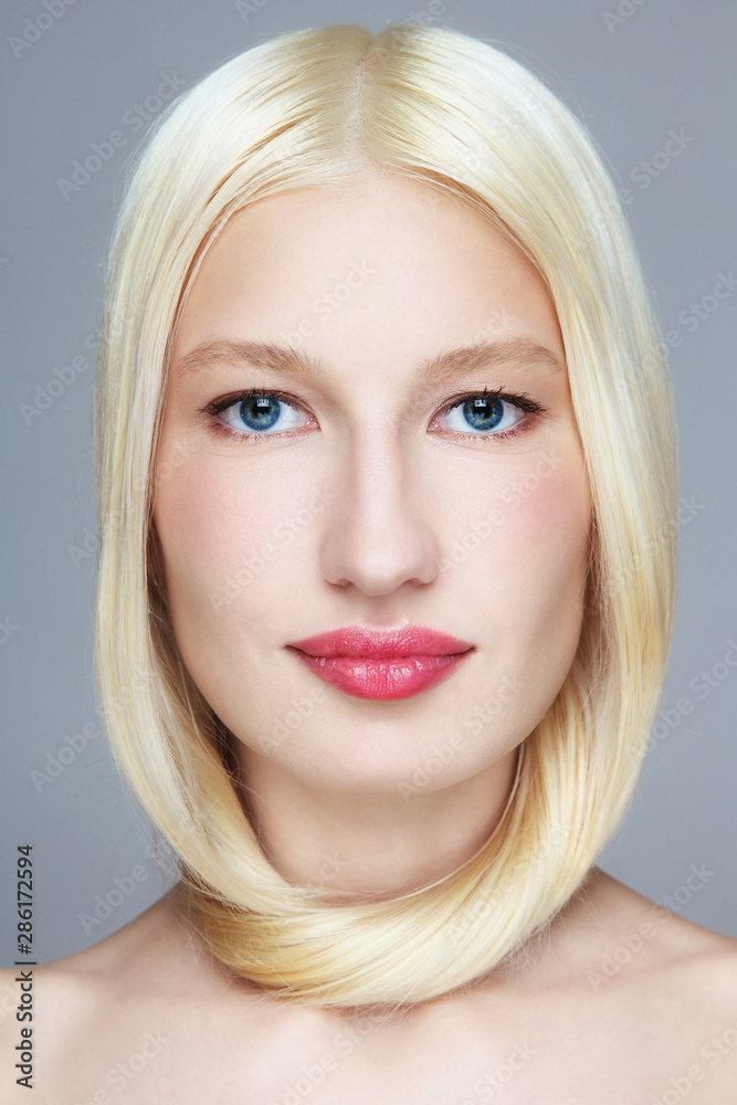 Portrait of young beautiful blonde woman with clean makeup Portrait of young beautiful blonde woman with clean makeup