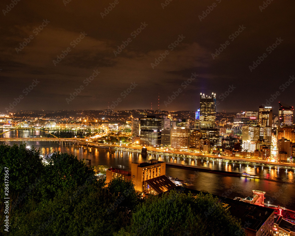 Night view of Pittsburgh, PA.