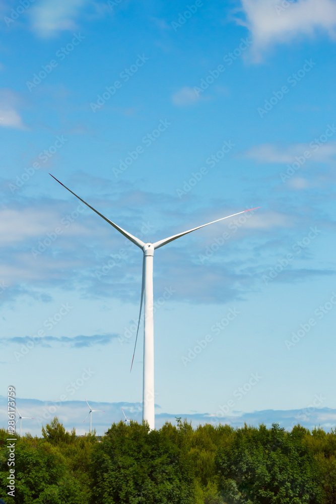 Windmill farm for electric power production in the mountains of Croatia, in a beautiful bright day Windmill farm for electric power production in the mountains of Croatia, in a beautiful bright day
