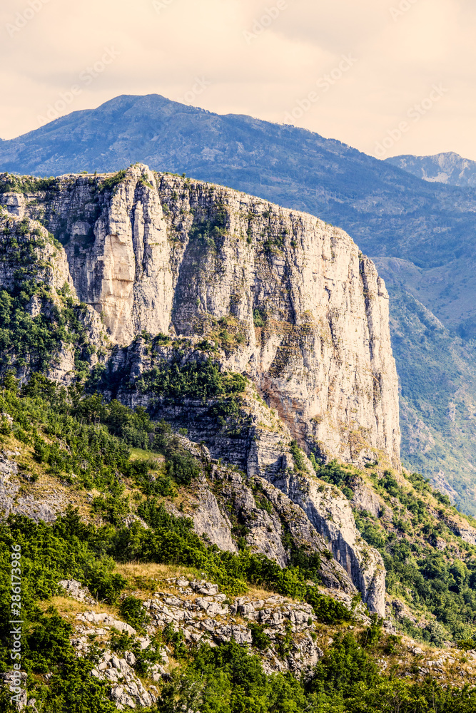 Beautiful mountain landscape on sunny summer day. Montenegro, Bosnia and Herzegovina, Albania,  Dinaric Alps Balkan Peninsula