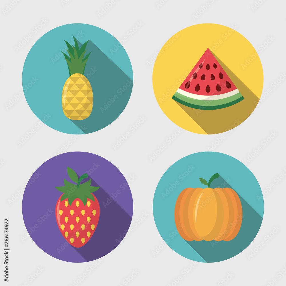 Fototapeta premium fruits cooking icons flat image design