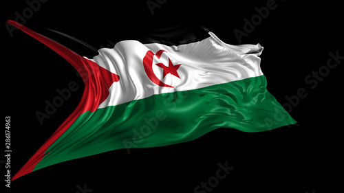 3d Illustration of  sahrawi arab republic flag on Black Background 