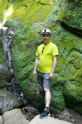 Tourist posing in Dantovo Gorge photo