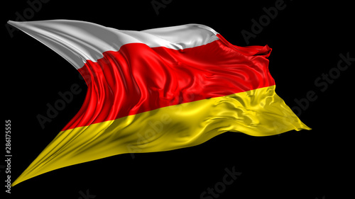 3d Illustration of south Ossetia flag on Black Background 