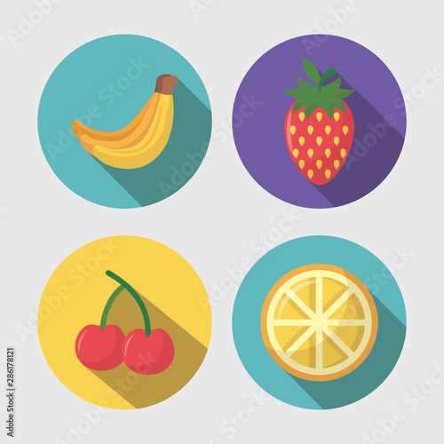 Fototapeta Naklejka Na Ścianę i Meble -  fruits cooking icons flat image design