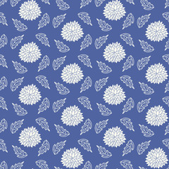 Acrylglasbilder Very-Peri-Muster Japanisches Blütenmuster Indigoblau  © Artrise Stocker