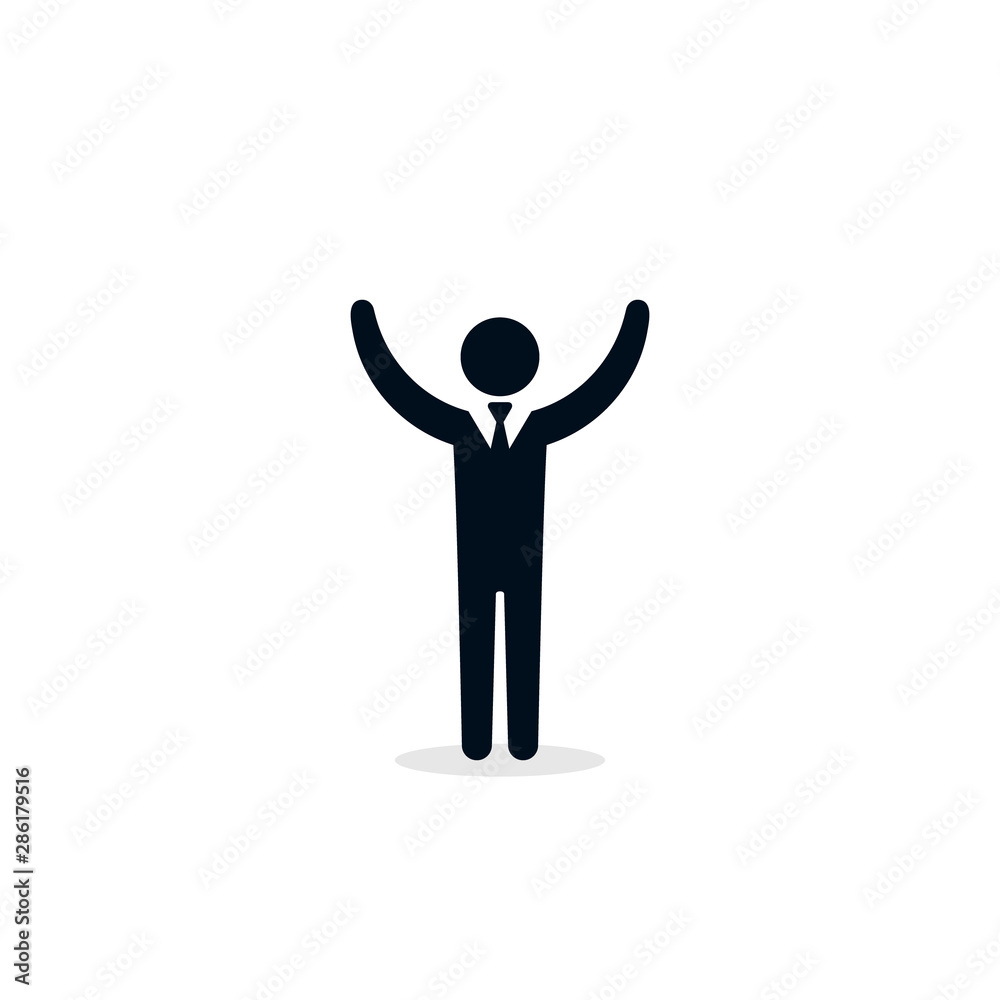 Businessman raised two hands icon, vector simple isolated illustration Businessman raised two hands icon, vector simple isolated illustration
