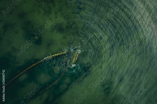 An aerial view of the shipwrecks with radial waves near Paljasaare, Tallinn, Estonia photo