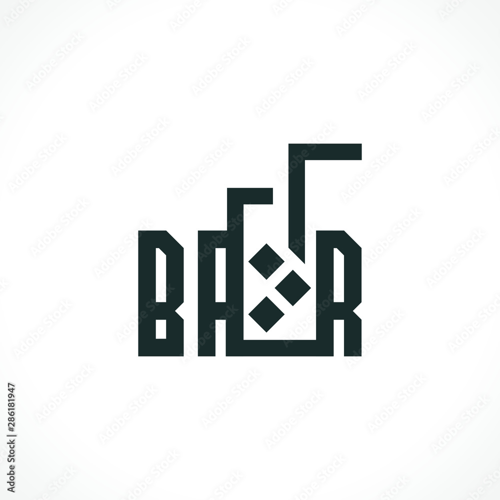 Fototapeta premium Vector logo glass with drink. Logotype for cafe and bar. Vector Illustration.