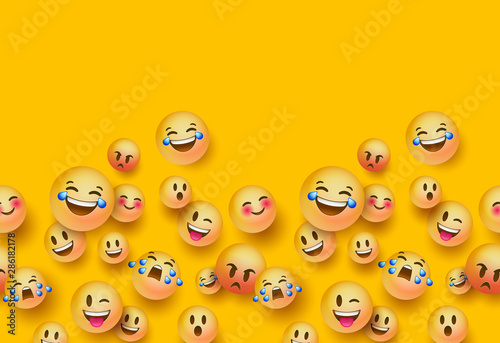 3D fun emoji icon seamless pattern background